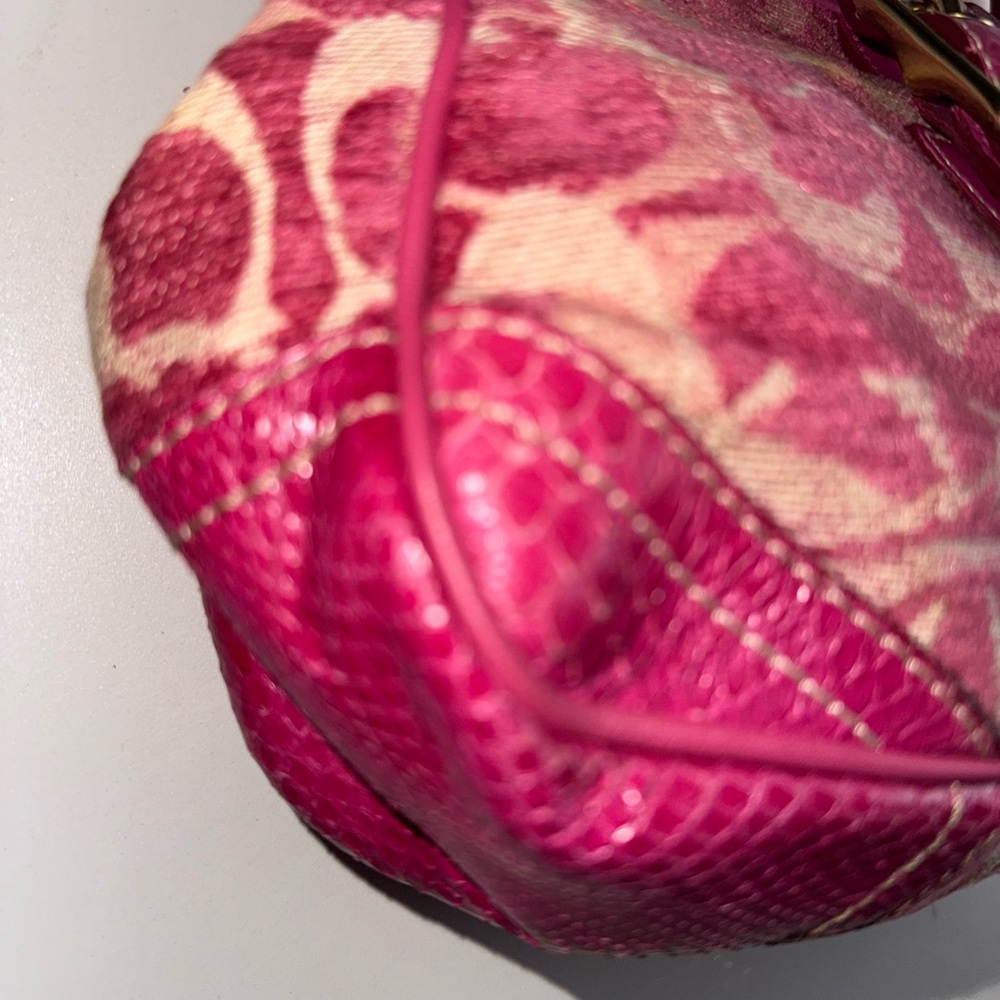 Coach Signature Pink Chenille Python Collector’s Satchel Rare #8F50 - Picture 6 of 7